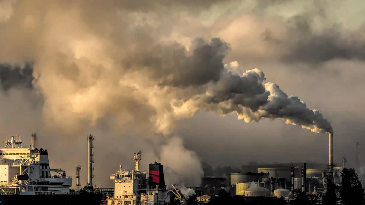 Cheminées d'usine chimique, sécurité d'un site chimique ou pharmaceutique