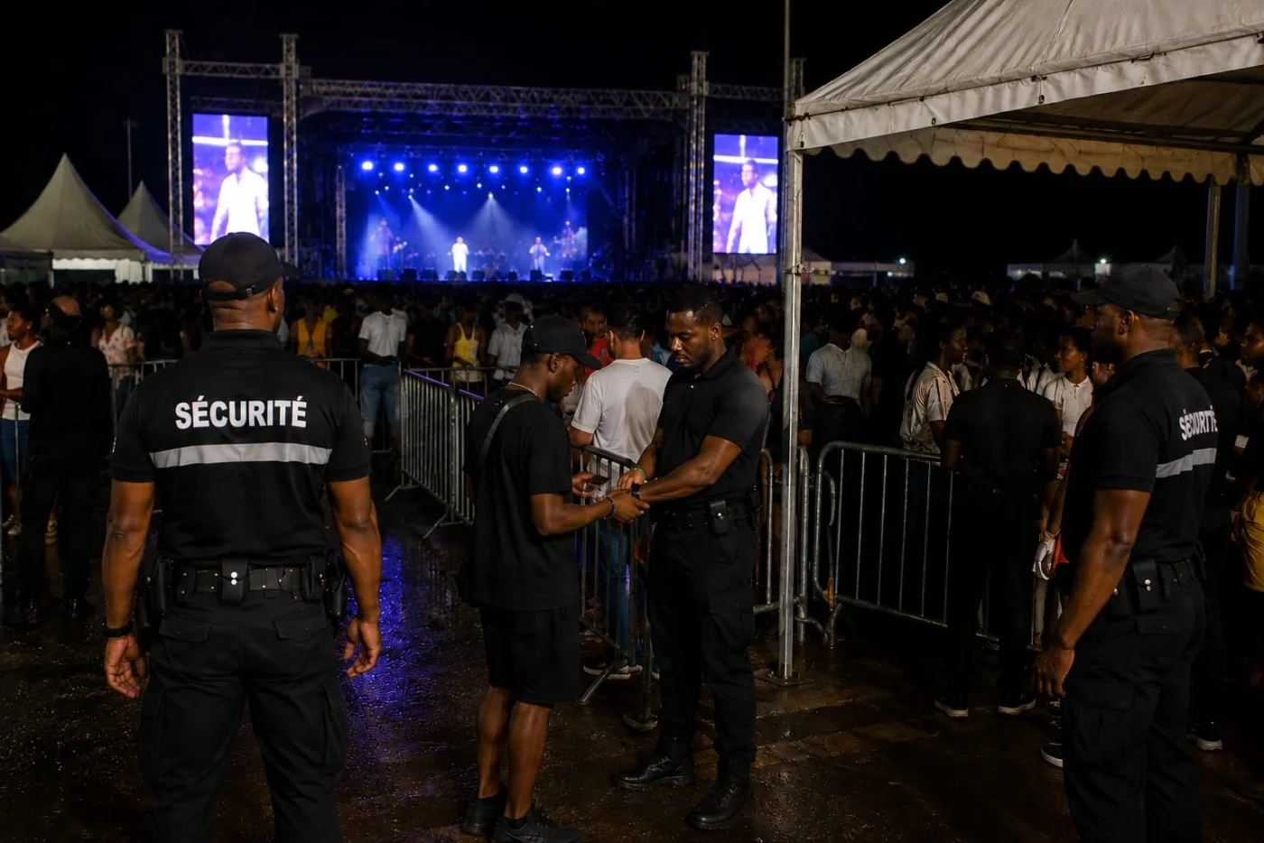 Agents DDI contrôle d'accès concert nuit Guadeloupe